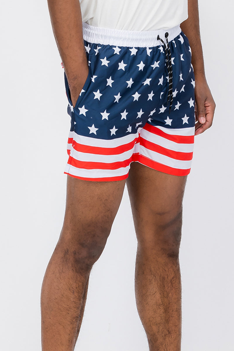 Flag Print Swim Shorts